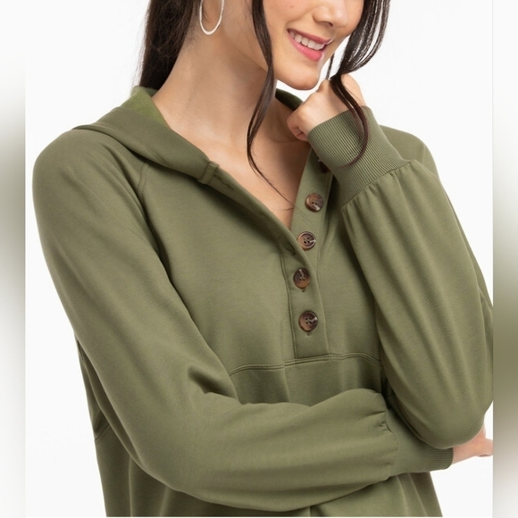 Ricki’s Olive Green Button Front Hoodie Soft Casual Sweatshirt - Size XXL - Picture 3 of 11